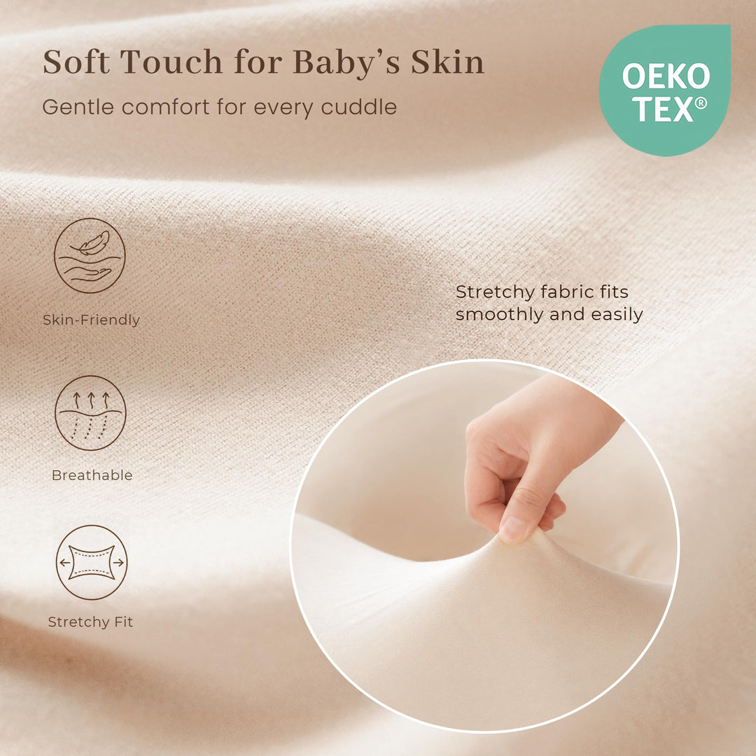 Konssy 2 Pack Nursing Pillow Covers, Soft Stretchy Cover for Breastfeeding Covers Only, Milk Silk Fabric, Breathable & Machine Washable, Slipcovers for Newborn Baby Boy Girl,