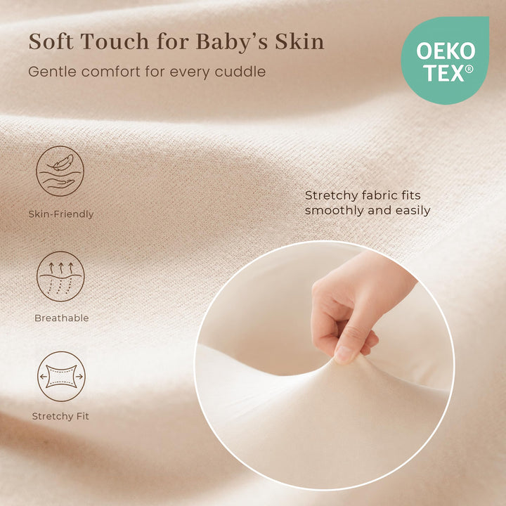 Konssy 2 Pack Nursing Pillow Covers, Soft Stretchy Cover for Breastfeeding Covers Only, Milk Silk Fabric, Breathable & Machine Washable, Slipcovers for Newborn Baby Boy Girl,