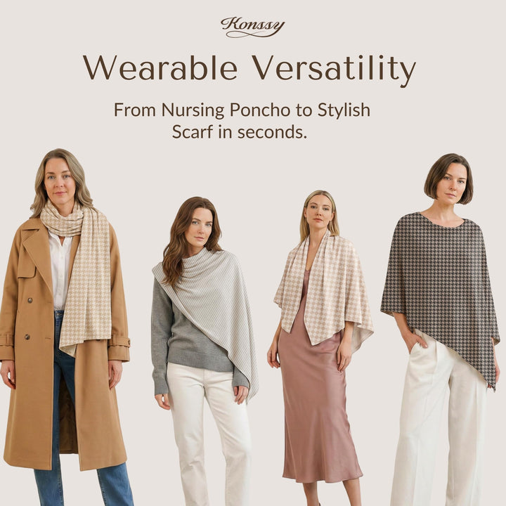 Konssy Rayon Made from Bamboo Nursing Cover for Breastfeeding Buttery Soft, Breathable & Stretchy, Wearable Nursing Poncho, Multi-Use Car Seat Canopy, 360° Full Privacy