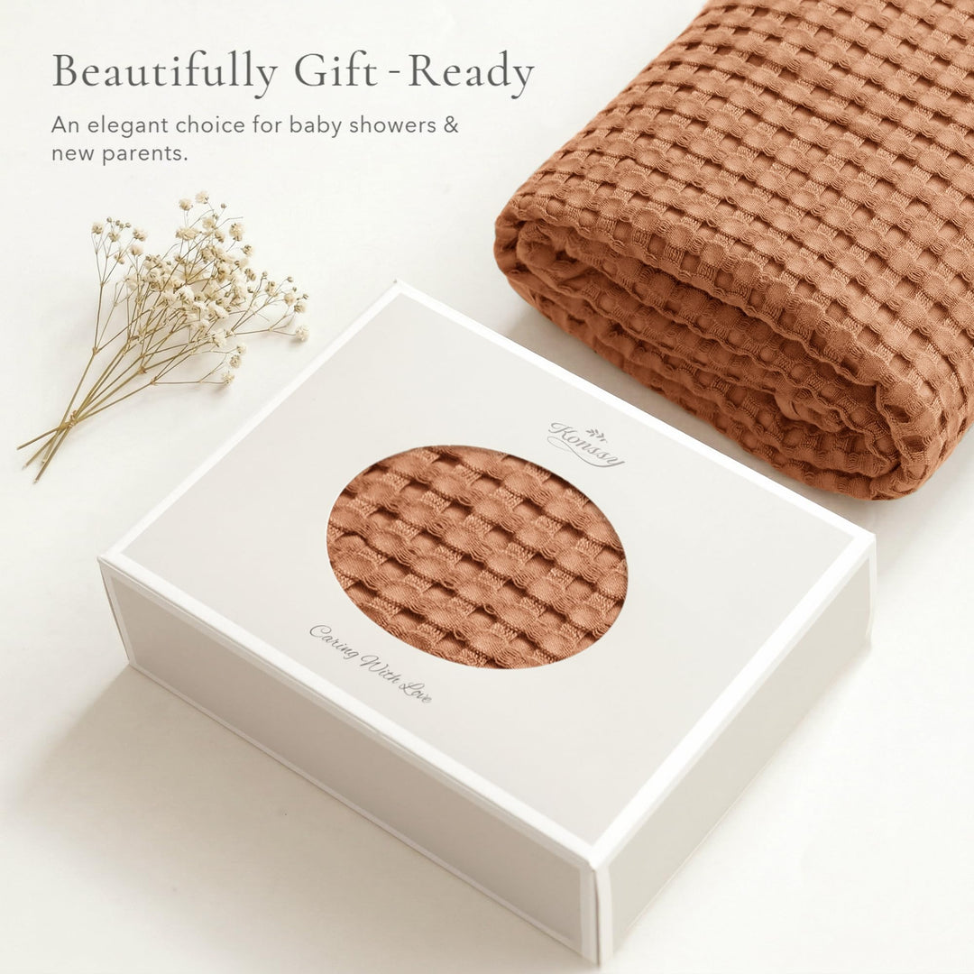 Konssy Waffle Baby Blanket for Boys & Girls, Soft Newborn Swaddle Blanket Waffle Knit, Cozy Crib Blanket Neutral for Nursery, Stroller & Toddler Bed, Machine Washable, 41" x 37"