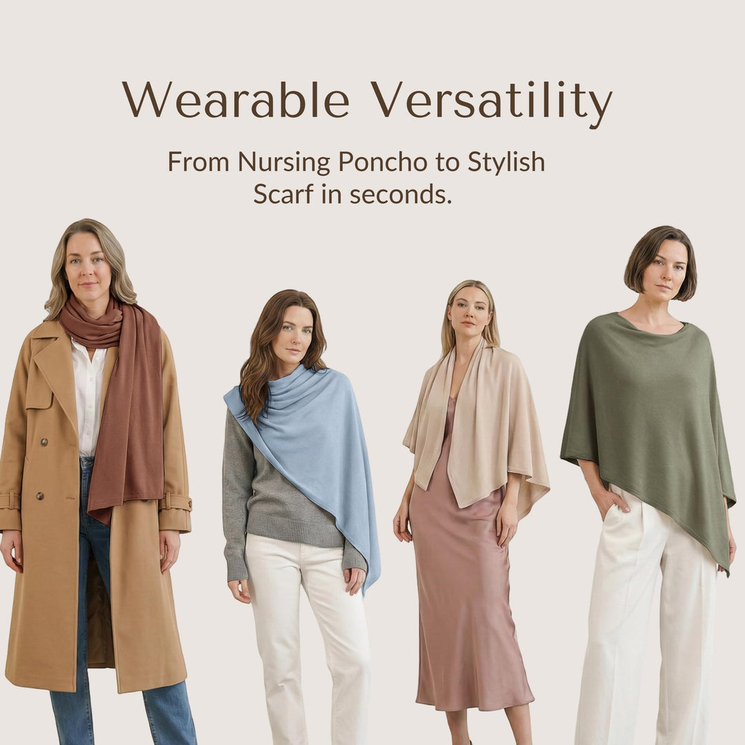 Konssy Rayon Made from Bamboo Nursing Cover for Breastfeeding Buttery Soft, Breathable & Stretchy, Wearable Nursing Poncho, Multi-Use Car Seat Canopy, 360° Full Privacy