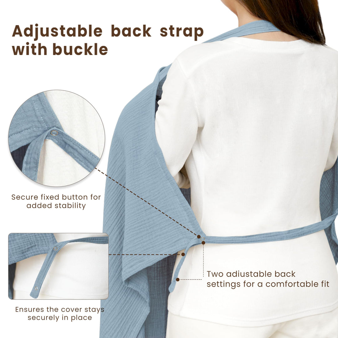 Konssy Muslin Nursing Cover Up for Breastfeeding with Rigid Hoop 100% Cotton Nursing Apron, Lightweight & Breathable, Carseat Canopy, Breast Feeding Covers for Women
