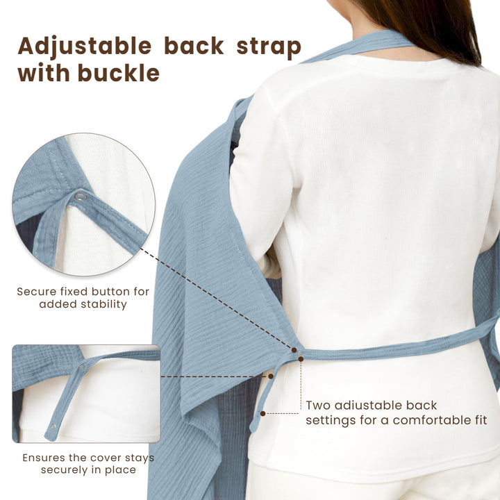 Konssy Muslin Nursing Cover Up for Breastfeeding with Rigid Hoop 100% Cotton Nursing Apron, Lightweight & Breathable, Carseat Canopy, Breast Feeding Covers for Women
