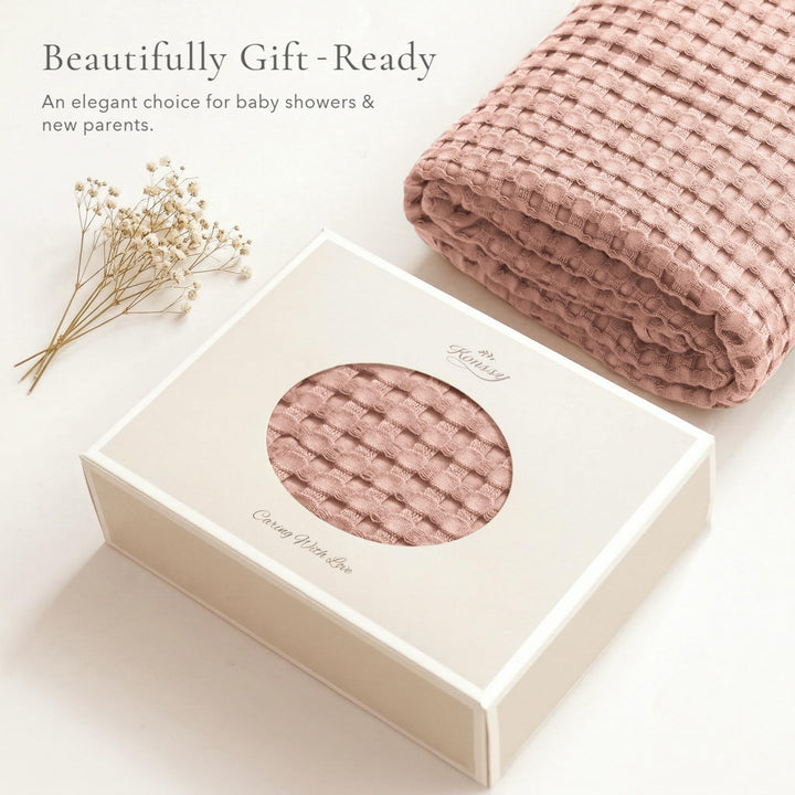 Konssy Waffle Baby Blanket for Boys & Girls, Soft Newborn Swaddle Blanket Waffle Knit, Cozy Crib Blanket Neutral for Nursery, Stroller & Toddler Bed, Machine Washable, 41" x 37"