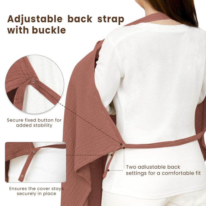 Konssy Muslin Nursing Cover Up for Breastfeeding with Rigid Hoop 100% Cotton Nursing Apron, Lightweight & Breathable, Carseat Canopy, Breast Feeding Covers for Women