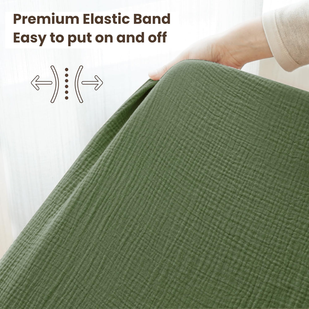 Konssy 2 Pack Muslin Crib Sheets for Baby Boys & Girls, 52" x 28" Fits Standard Crib Mattress, Premium 100% Cotton, Soft & Breathable, Neutral Design, 360° Full Elastic Fit