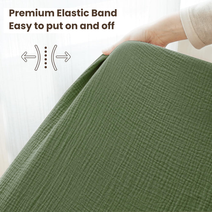 Konssy 2 Pack Muslin Crib Sheets for Baby Boys & Girls, 52" x 28" Fits Standard Crib Mattress, Premium 100% Cotton, Soft & Breathable, Neutral Design, 360° Full Elastic Fit