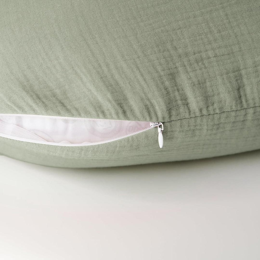 Konssy 2-Pack 100% Cotton Muslin Nursing Pillow Covers, Soft Cover for Baby Covers Only, Breastfeeding Pillows Slipcovers for Baby Boys & Girls, Hidden Zipper, Machine Washable,