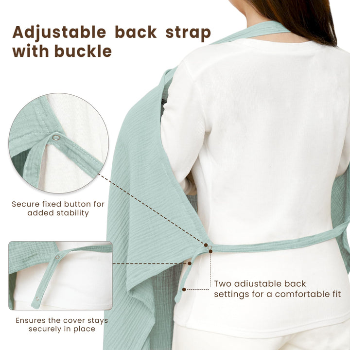 Konssy Muslin Nursing Cover Up for Breastfeeding with Rigid Hoop 100% Cotton Nursing Apron, Lightweight & Breathable, Carseat Canopy, Breast Feeding Covers for Women