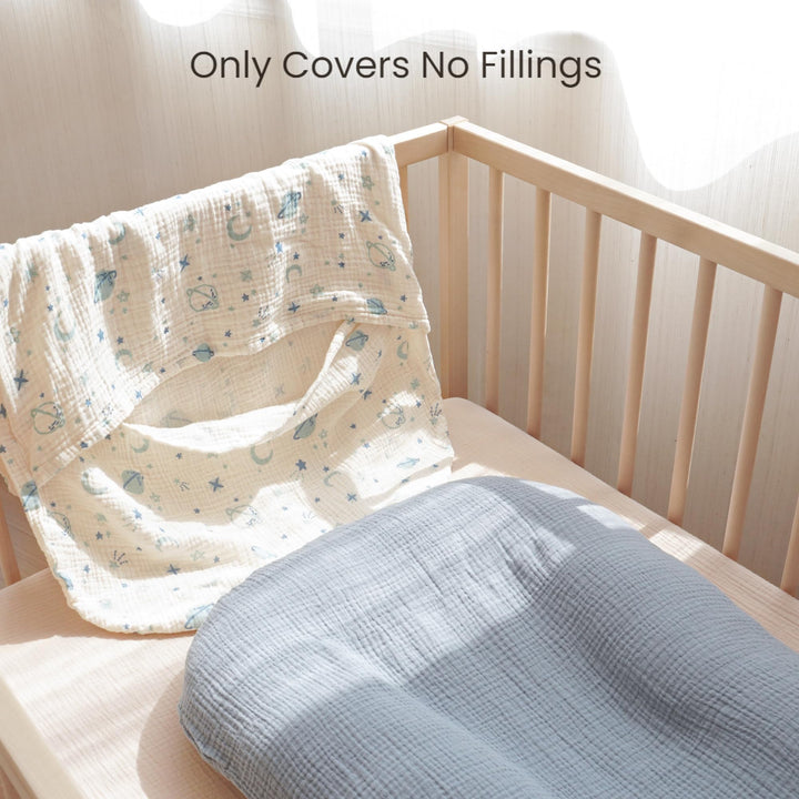 Konssy 2 Pack Muslin Baby Lounger Covers, Covers Only, 30.7" x 20" 100% Cotton, Soft & Breathable, Baby Nest Slipcover, Envelope Closure, Pre-Washed for Lasting Fit