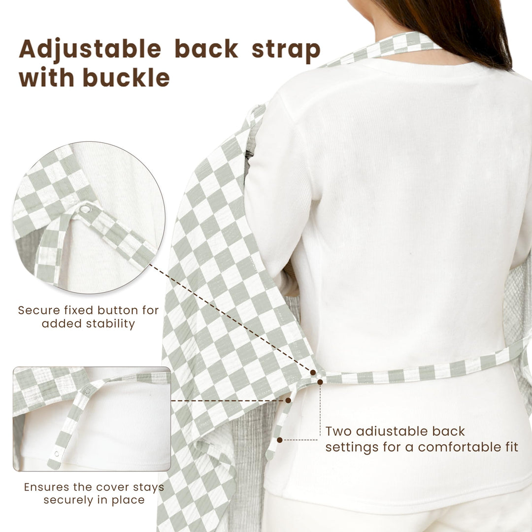 Konssy Muslin Nursing Cover Up for Breastfeeding with Rigid Hoop 100% Cotton Nursing Apron, Lightweight & Breathable, Carseat Canopy, Breast Feeding Covers for Women