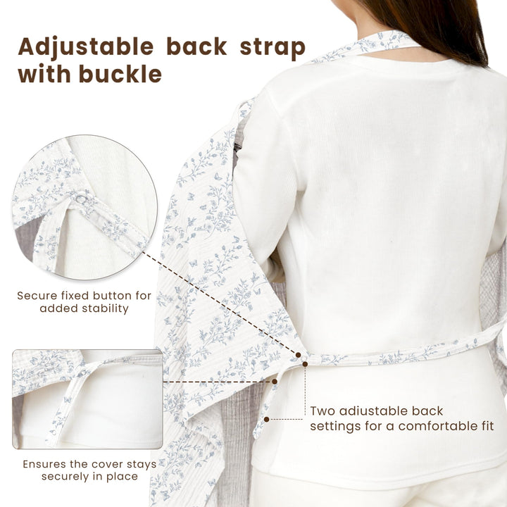 Konssy Muslin Nursing Cover Up for Breastfeeding with Rigid Hoop 100% Cotton Nursing Apron, Lightweight & Breathable, Carseat Canopy, Breast Feeding Covers for Women