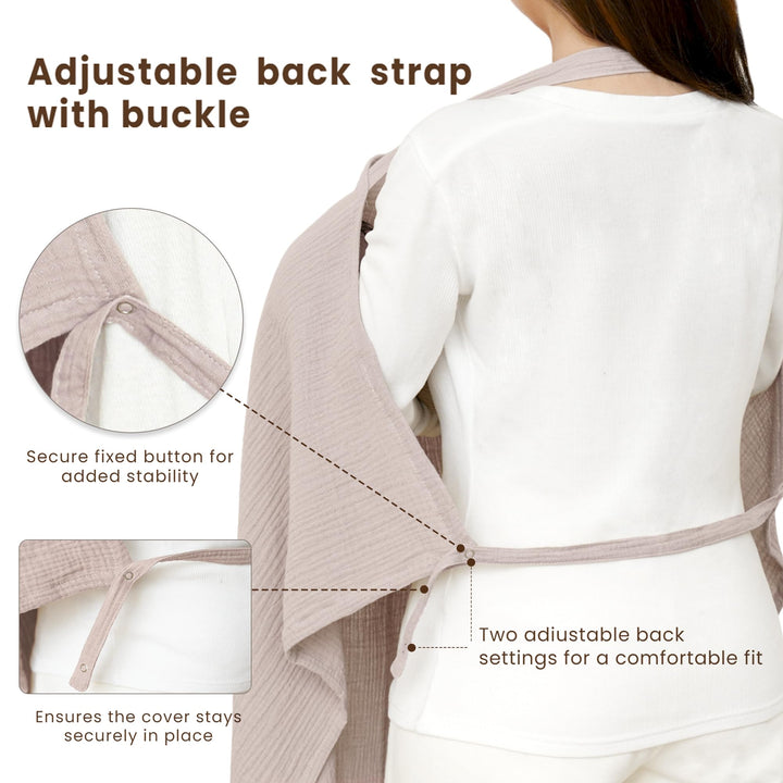 Konssy Muslin Nursing Cover Up for Breastfeeding with Rigid Hoop 100% Cotton Nursing Apron, Lightweight & Breathable, Carseat Canopy, Breast Feeding Covers for Women