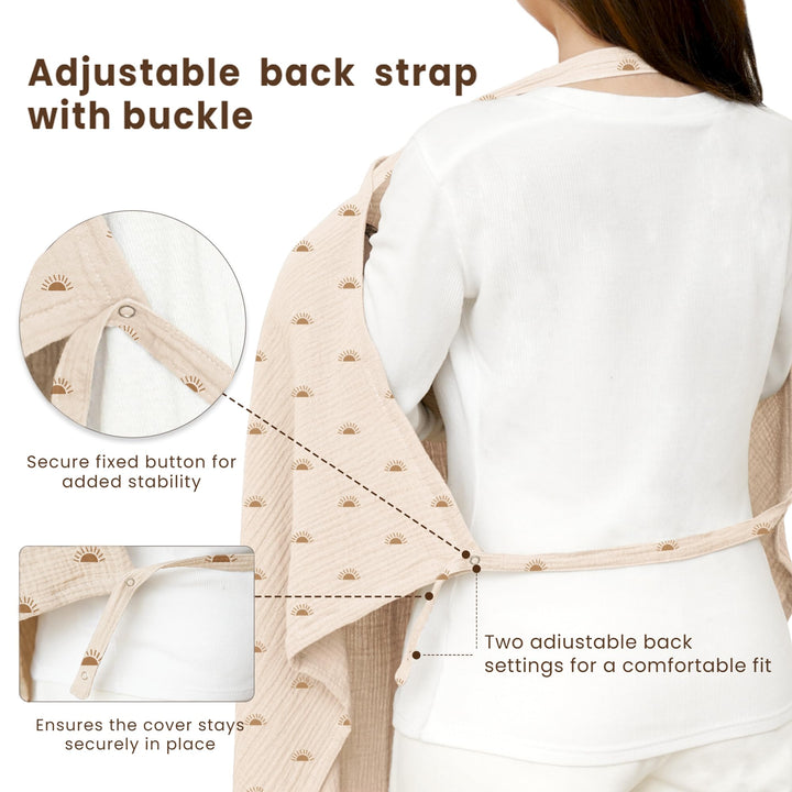 Konssy Muslin Nursing Cover Up for Breastfeeding with Rigid Hoop 100% Cotton Nursing Apron, Lightweight & Breathable, Carseat Canopy, Breast Feeding Covers for Women