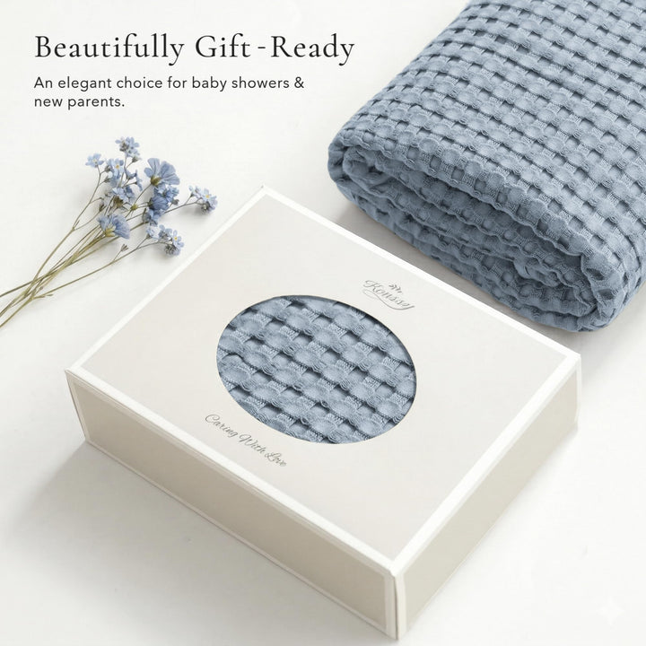 Konssy Waffle Baby Blanket for Boys & Girls, Soft Newborn Swaddle Blanket Waffle Knit, Cozy Crib Blanket Neutral for Nursery, Stroller & Toddler Bed, Machine Washable, 47" x 33"