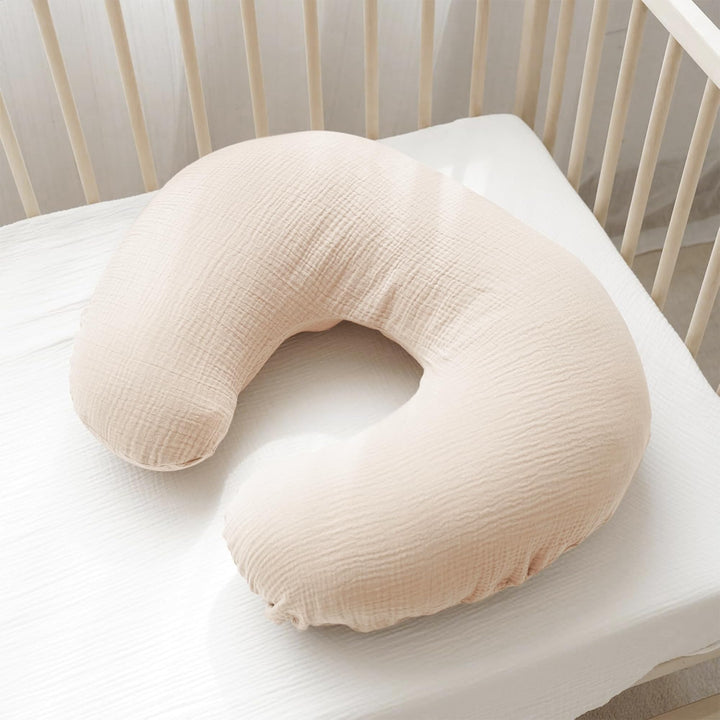 Konssy 2-Pack 100% Cotton Muslin Nursing Pillow Covers, Soft Cover for Baby Covers Only, Breastfeeding Pillows Slipcovers for Baby Boys & Girls, Hidden Zipper, Machine Washable,