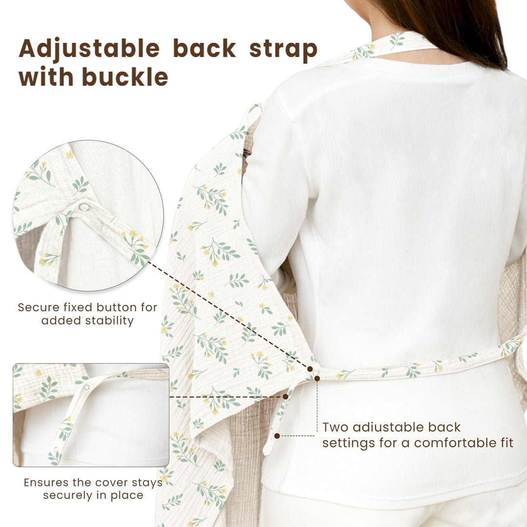 Konssy Muslin Nursing Cover Up for Breastfeeding with Rigid Hoop 100% Cotton Nursing Apron, Lightweight & Breathable, Carseat Canopy, Breast Feeding Covers for Women