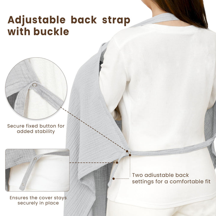 Konssy Muslin Nursing Cover Up for Breastfeeding with Rigid Hoop 100% Cotton Nursing Apron, Lightweight & Breathable, Carseat Canopy, Breast Feeding Covers for Women
