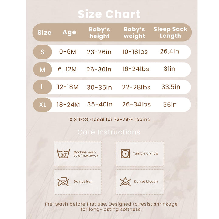 Konssy Muslin Baby Sleep Sack 0-6 Months, 0.8 TOG Baby Wearable Blanket 2 Pack, Two-Way Zipper, 100% Cotton, Soft & Breathable Sleeping Sack, Infants and Toddlers Nursery Essentials