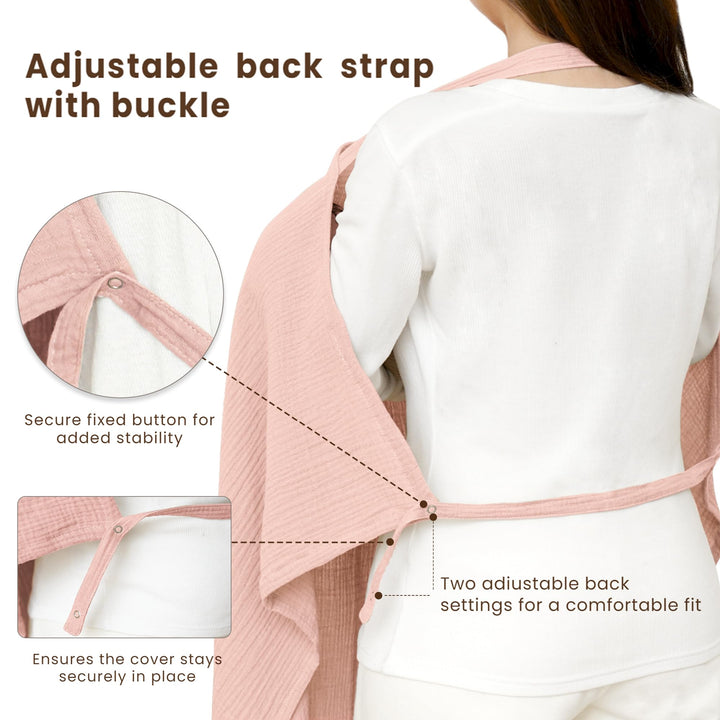 Konssy Muslin Nursing Cover Up for Breastfeeding with Rigid Hoop 100% Cotton Nursing Apron, Lightweight & Breathable, Carseat Canopy, Breast Feeding Covers for Women