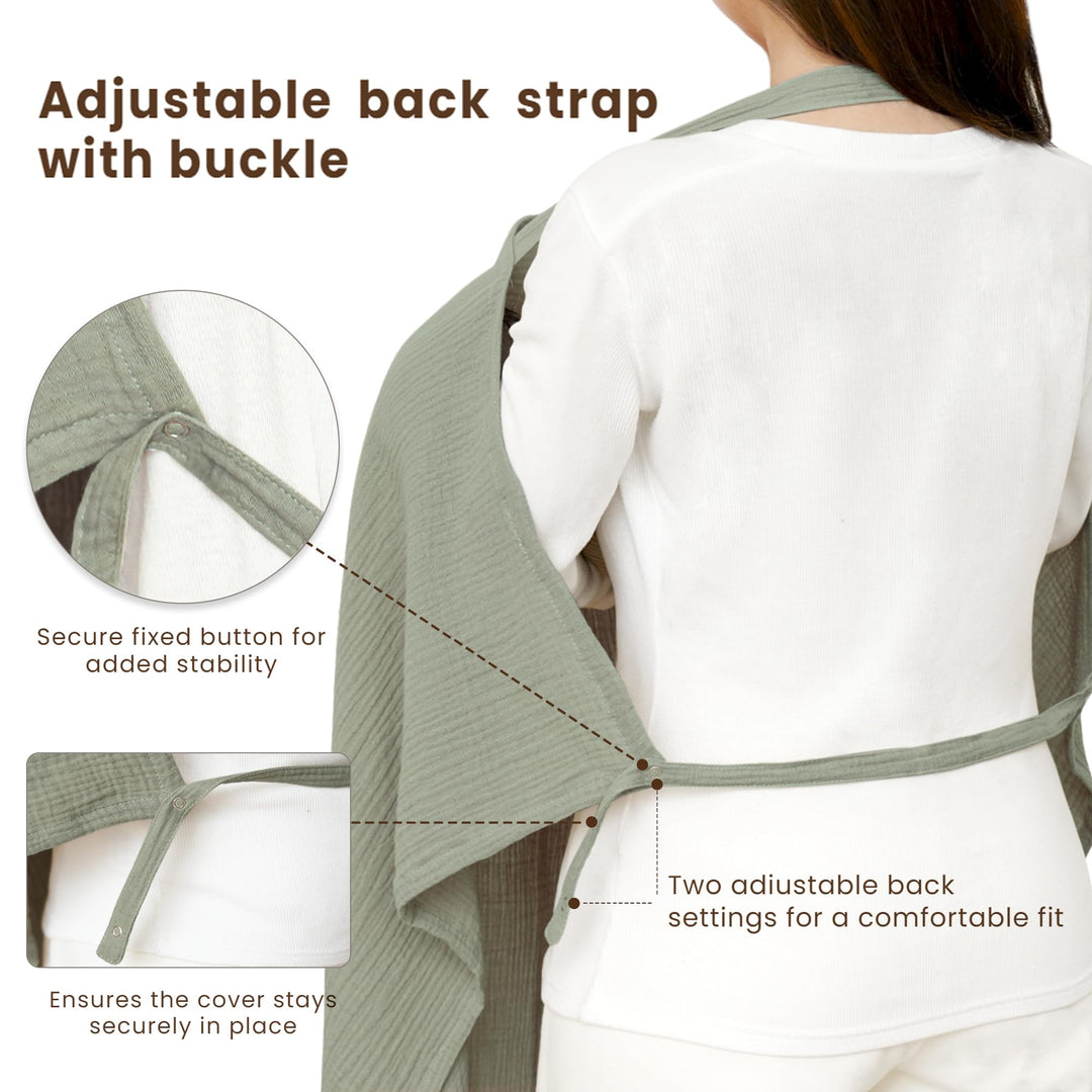 Konssy Muslin Nursing Cover Up for Breastfeeding with Rigid Hoop 100% Cotton Nursing Apron, Lightweight & Breathable, Carseat Canopy, Breast Feeding Covers for Women