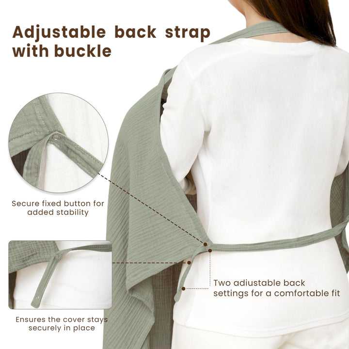 Konssy Muslin Nursing Cover Up for Breastfeeding with Rigid Hoop 100% Cotton Nursing Apron, Lightweight & Breathable, Carseat Canopy, Breast Feeding Covers for Women