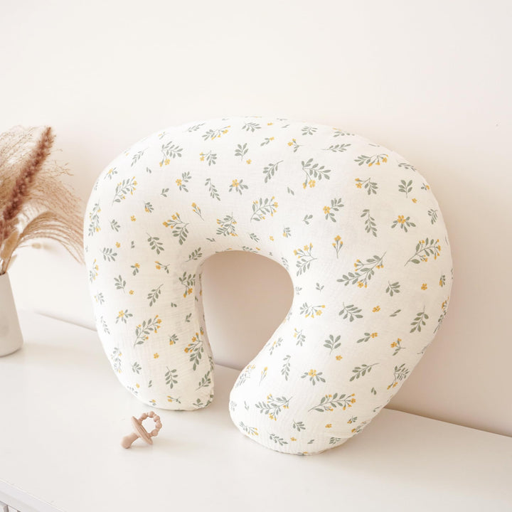 Konssy 2-Pack 100% Cotton Muslin Nursing Pillow Covers, Soft Cover for Baby Covers Only, Breastfeeding Pillows Slipcovers for Baby Boys & Girls, Hidden Zipper, Machine Washable,