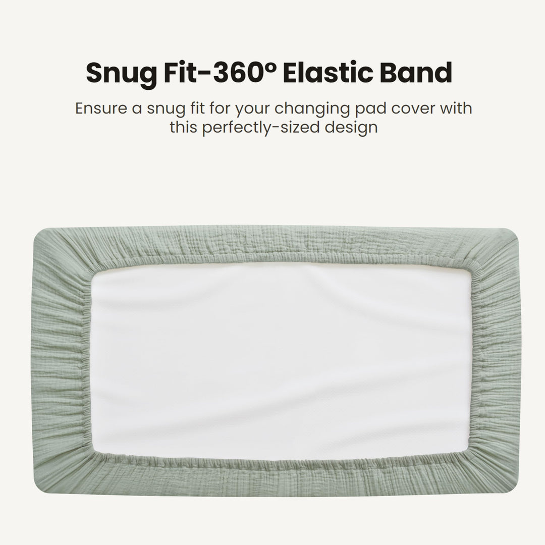 Konssy 2 Pack Quilted Muslin Changing Pad Cover, Waterproof Layer, 32"x16" 100% Cotton Surface, Absorbent & Soft, Fitted Changing Table Sheets, Full Elastic Fit, for Baby Girls & Boys
