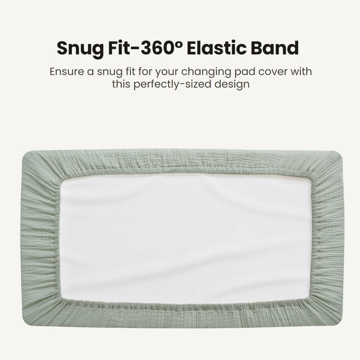 Konssy 2 Pack Quilted Muslin Changing Pad Cover, Waterproof Layer, 32"x16" 100% Cotton Surface, Absorbent & Soft, Fitted Changing Table Sheets, Full Elastic Fit, for Baby Girls & Boys