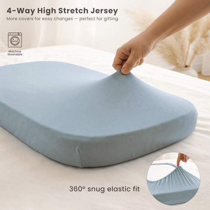 Konssy 3 Pack Stretchy Bassinet Sheets for Baby Girls and Boys, 33"x21" Silky-Soft & Breathable, Bassinet Mattress Sheet, for Baby Delight, Dream on Me, Rectangle Bassinet Sheets