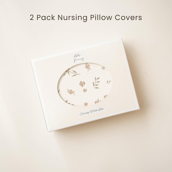 Konssy 2 Pack Nursing Pillow Covers, Soft Covers for Breastfeeding Pillows Covers Only, Cloud-Like Soft Plush Fabric, Cozy Comfort for Baby Boy Girl, Hidden Zipper, Machine Washable