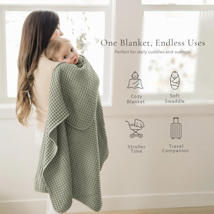 Konssy Waffle Baby Blanket for Boys & Girls, Soft Newborn Swaddle Blanket Waffle Knit, Cozy Crib Blanket Neutral for Nursery, Stroller & Toddler Bed, Machine Washable, 41" x 37"