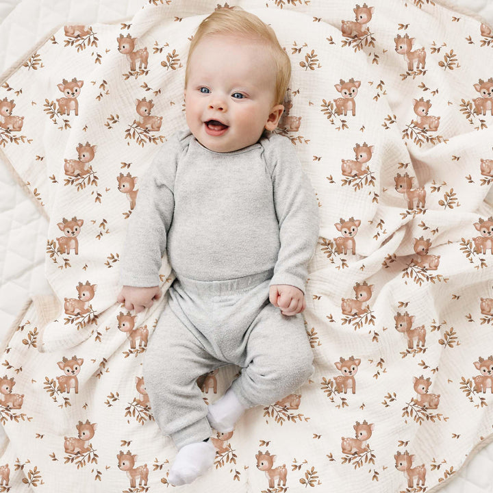 Konssy 100% Cotton Muslin Baby Blanket for Girls Boys, 40"x36" Soft & Lightweight, 4-Layer Muslin, for Receiving, Swaddling, Crib, Stroller & Nursery, Newborn to Toddler