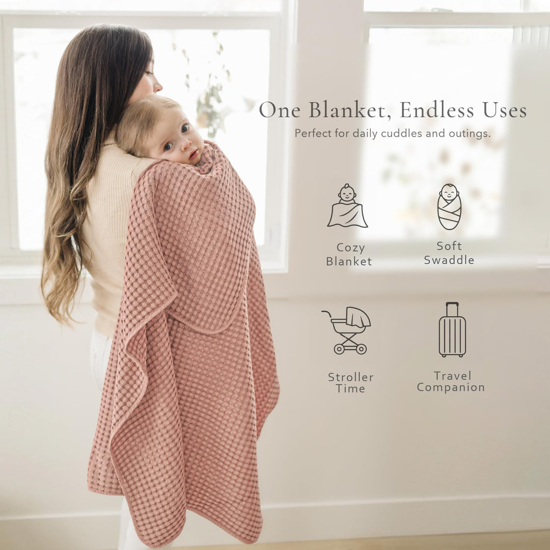 Konssy Waffle Baby Blanket for Boys & Girls, Soft Newborn Swaddle Blanket Waffle Knit, Cozy Crib Blanket Neutral for Nursery, Stroller & Toddler Bed, Machine Washable, 41" x 37"
