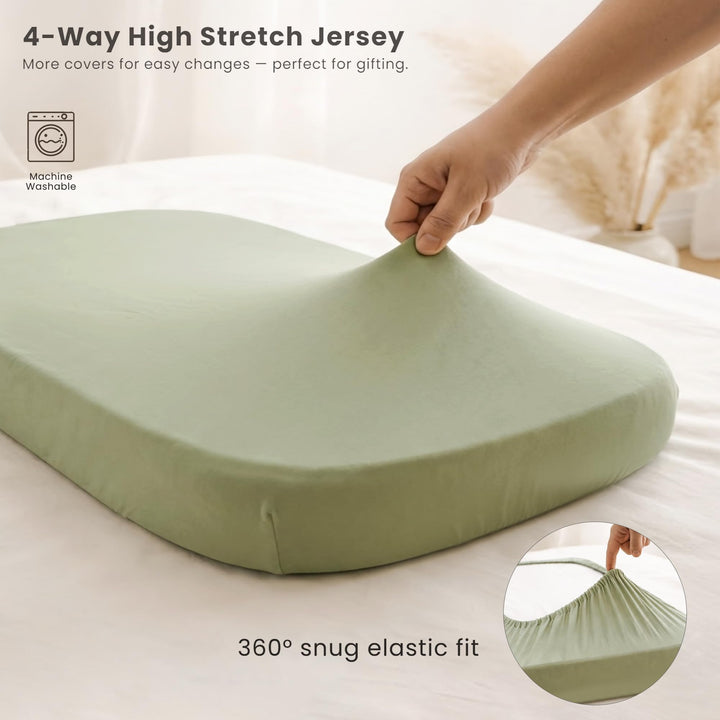 Konssy 3 Pack Stretchy Bassinet Sheets for Baby Girls and Boys, 33"x21" Silky-Soft & Breathable, Bassinet Mattress Sheet, for Baby Delight, Dream on Me, Rectangle Bassinet Sheets