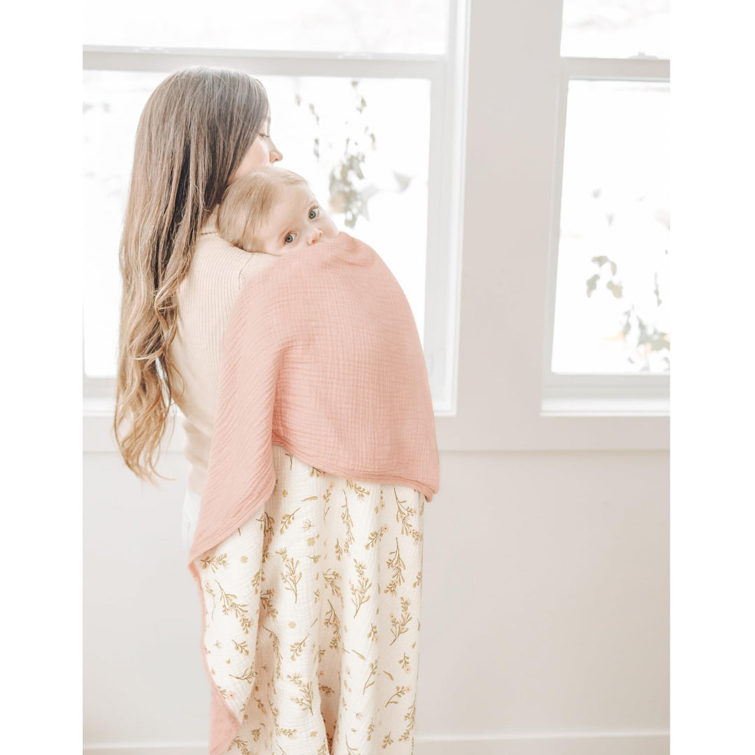 Konssy 100% Cotton Muslin Baby Blanket for Girls Boys, 40"x36" Soft & Lightweight, 4-Layer Muslin, for Receiving, Swaddling, Crib, Stroller & Nursery, Newborn to Toddler