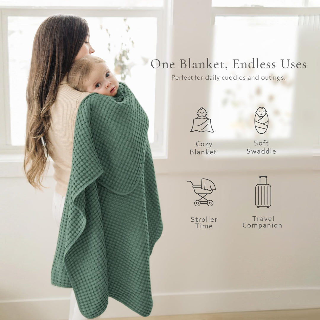 Konssy Waffle Baby Blanket for Boys & Girls, Soft Newborn Swaddle Blanket Waffle Knit, Cozy Crib Blanket Neutral for Nursery, Stroller & Toddler Bed, Machine Washable, 41" x 37"