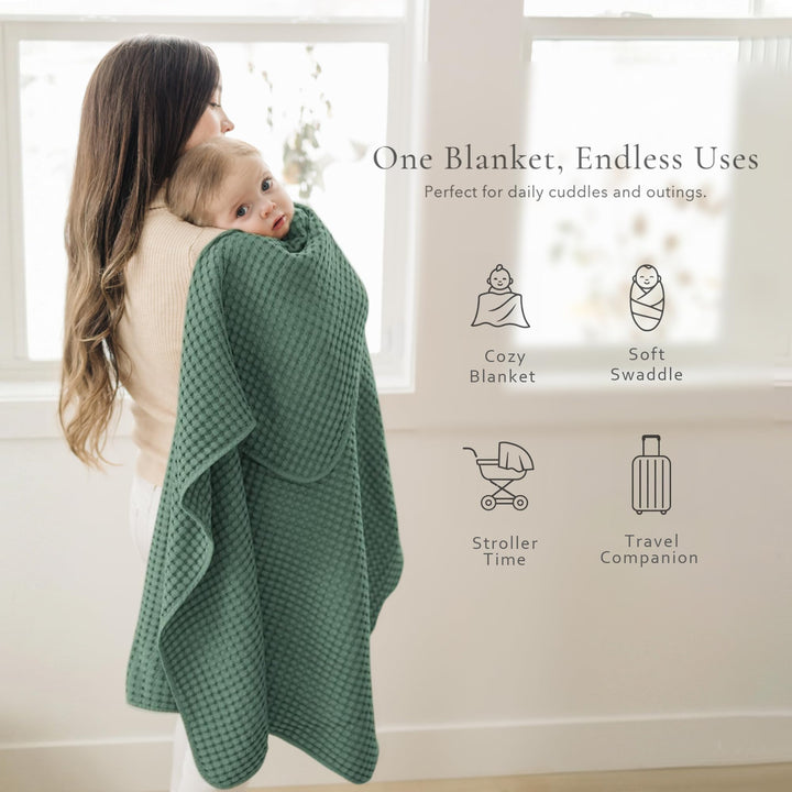 Konssy Waffle Baby Blanket for Boys & Girls, Soft Newborn Swaddle Blanket Waffle Knit, Cozy Crib Blanket Neutral for Nursery, Stroller & Toddler Bed, Machine Washable, 41" x 37"