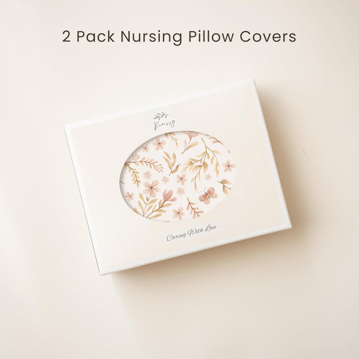 Konssy 2 Pack Nursing Pillow Covers, Soft Covers for Breastfeeding Pillows Covers Only, Cloud-Like Soft Plush Fabric, Cozy Comfort for Baby Boy Girl, Hidden Zipper, Machine Washable
