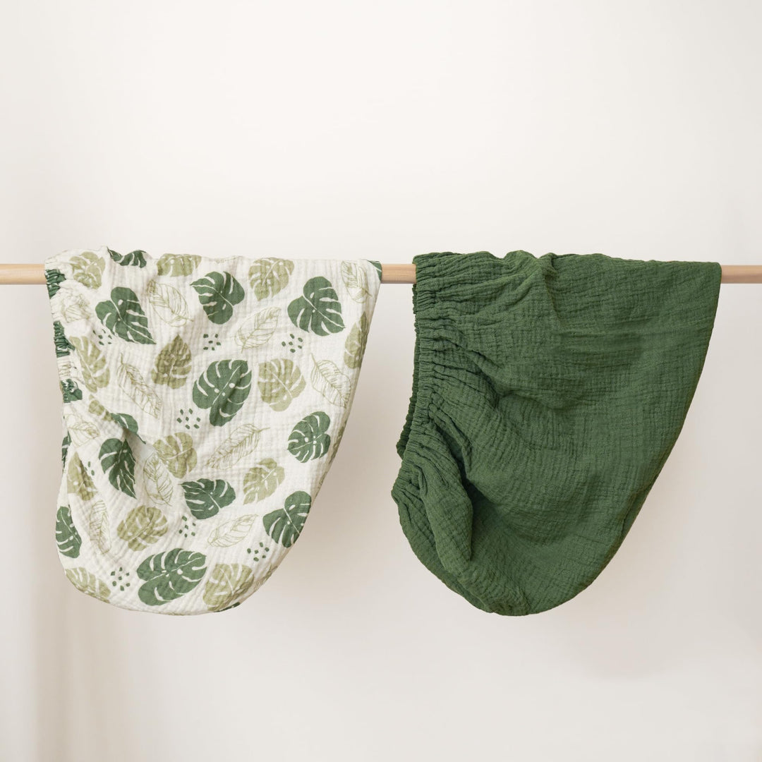 Konssy 100% Cotton Muslin Changing Pad Cover 2 Pack, 32"x16" Standard Fit Ultra Soft & Breathable, Diaper Changing Table Sheets, Neutral Nursery Design, for Baby Boys Girls