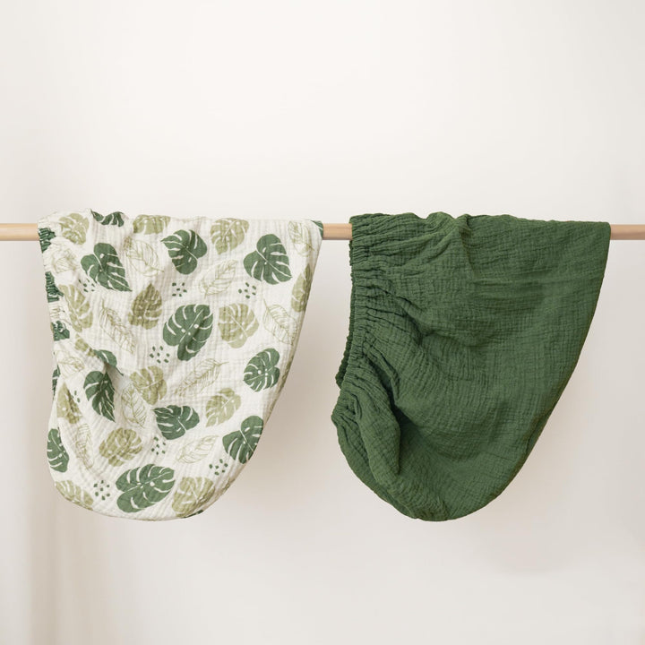 Konssy 100% Cotton Muslin Changing Pad Cover 2 Pack, 32"x16" Standard Fit Ultra Soft & Breathable, Diaper Changing Table Sheets, Neutral Nursery Design, for Baby Boys Girls