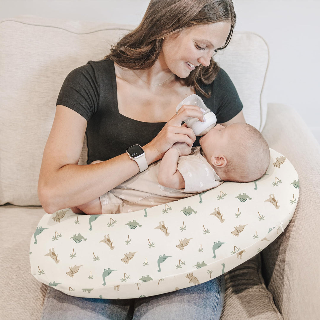 Konssy 2 Pack Nursing Pillow Covers, Soft Stretchy Cover for Breastfeeding Covers Only, Milk Silk Fabric, Breathable & Machine Washable, Slipcovers for Newborn Baby Boy Girl,