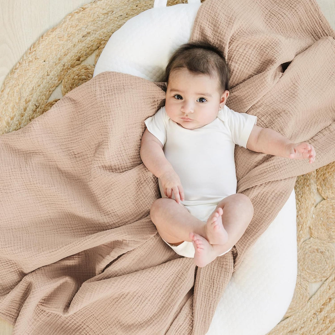 Konssy 3-Pack Muslin Baby Swaddle Blankets, 47 x 47 in Receiving Blankets Large Size, 100% Cotton, Ultra Soft & Breathable, Multi-Use Swaddles for Boys & Girls, from Newborn to Toddler