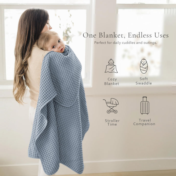 Konssy Waffle Baby Blanket for Boys & Girls, Soft Newborn Swaddle Blanket Waffle Knit, Cozy Crib Blanket Neutral for Nursery, Stroller & Toddler Bed, Machine Washable, 41" x 37"