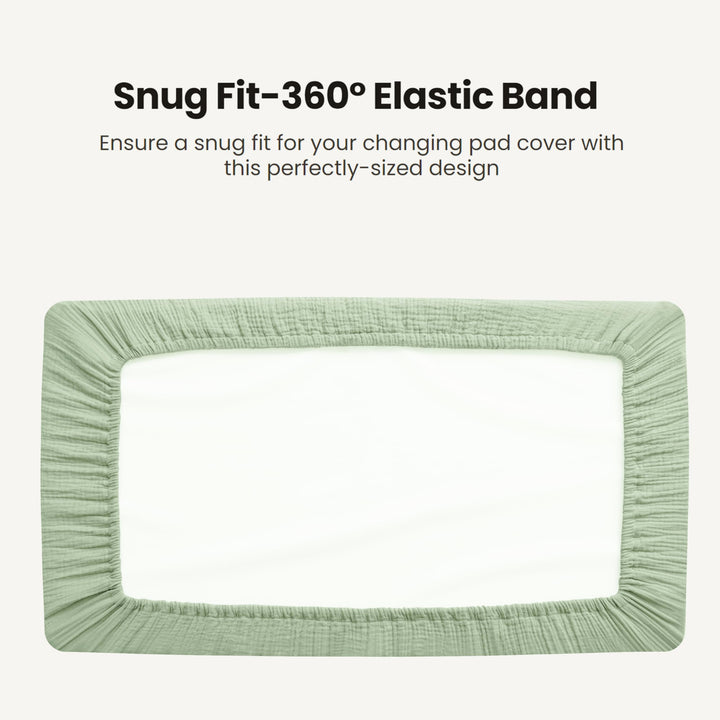 Konssy 2 Pack Quilted Muslin Changing Pad Cover, Waterproof Layer, 32"x16" 100% Cotton Surface, Absorbent & Soft, Fitted Changing Table Sheets, Full Elastic Fit, for Baby Girls & Boys