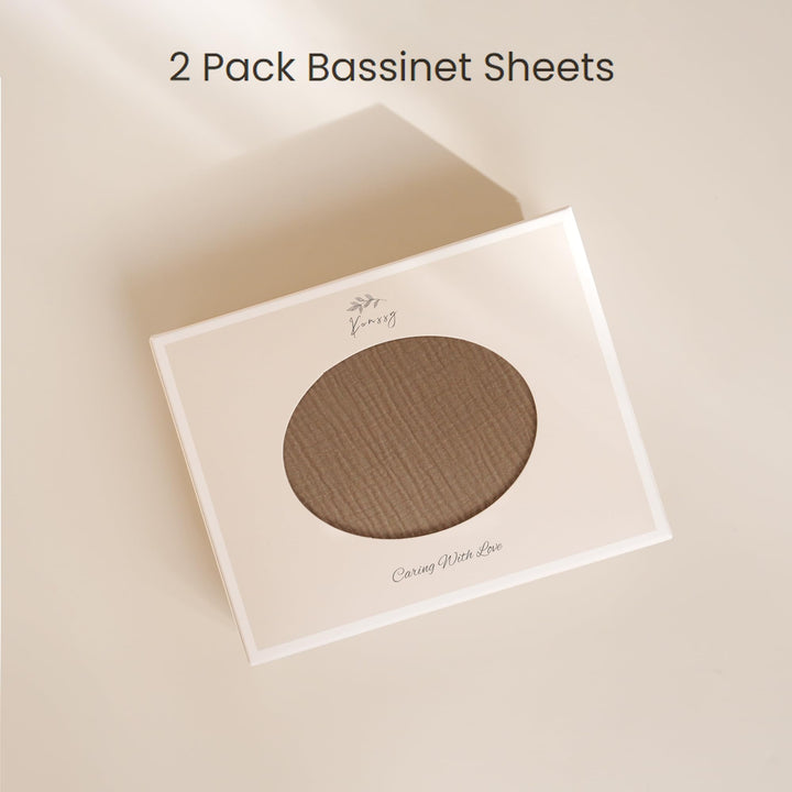 Konssy Muslin Bassinet Sheets for Baby Boys and Girls, 2 Pack, 33"x21" 100% Cotton, Bassinet Mattress Sheets, for Baby Delight, Dream on Me, Other Rectangle Bedside Mattresses