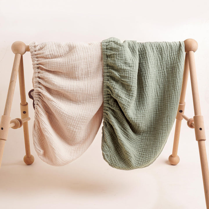 Konssy 100% Cotton Muslin Changing Pad Cover 2 Pack, 32"x16" Standard Fit Ultra Soft & Breathable, Diaper Changing Table Sheets, Neutral Nursery Design, for Baby Boys Girls