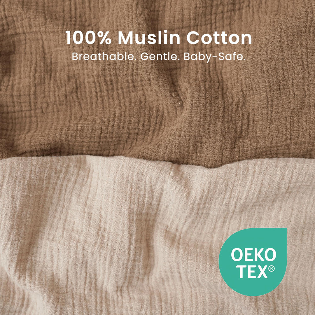 Konssy Muslin Bassinet Sheets for Baby Boys and Girls, 2 Pack, 33"x21" 100% Cotton, Bassinet Mattress Sheets, for Baby Delight, Dream on Me, Other Rectangle Bedside Mattresses