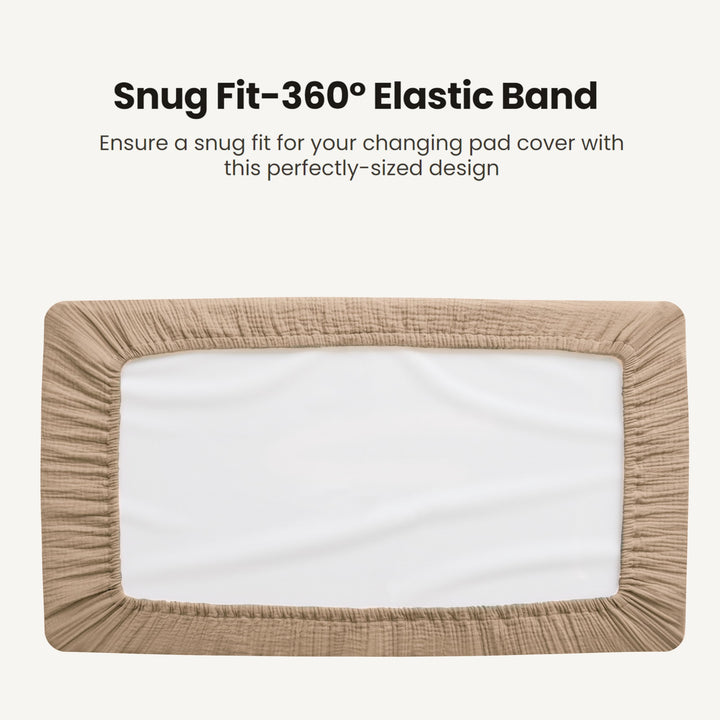Konssy 2 Pack Quilted Muslin Changing Pad Cover, Waterproof Layer, 32"x16" 100% Cotton Surface, Absorbent & Soft, Fitted Changing Table Sheets, Full Elastic Fit, for Baby Girls & Boys