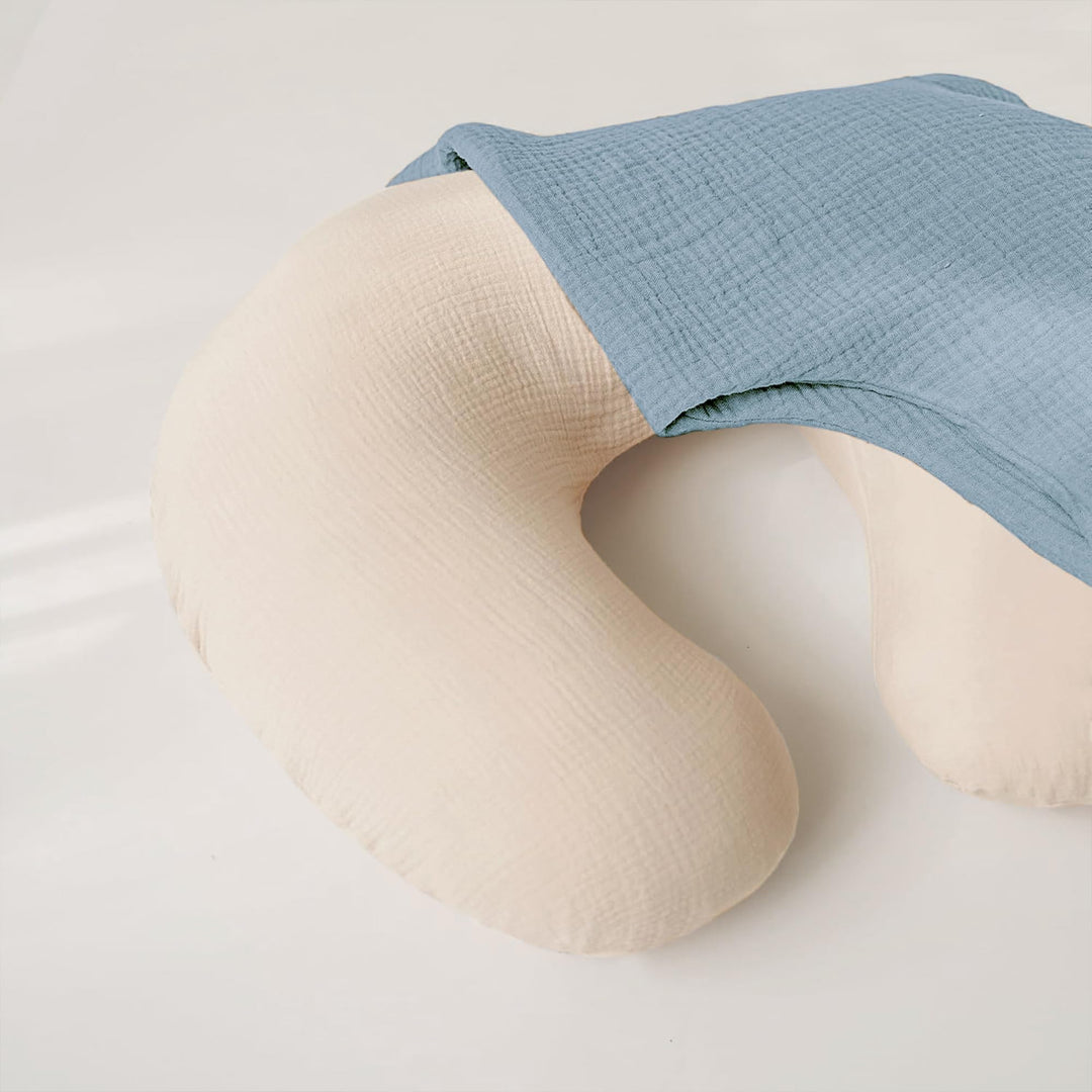 Konssy 2-Pack 100% Cotton Muslin Nursing Pillow Covers, Soft Cover for Baby Covers Only, Breastfeeding Pillows Slipcovers for Baby Boys & Girls, Hidden Zipper, Machine Washable,